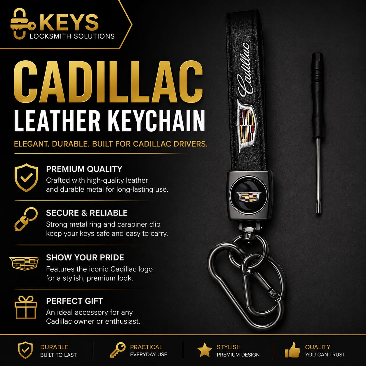 Cadillac Leather Keychain Holder | Keys Locksmith