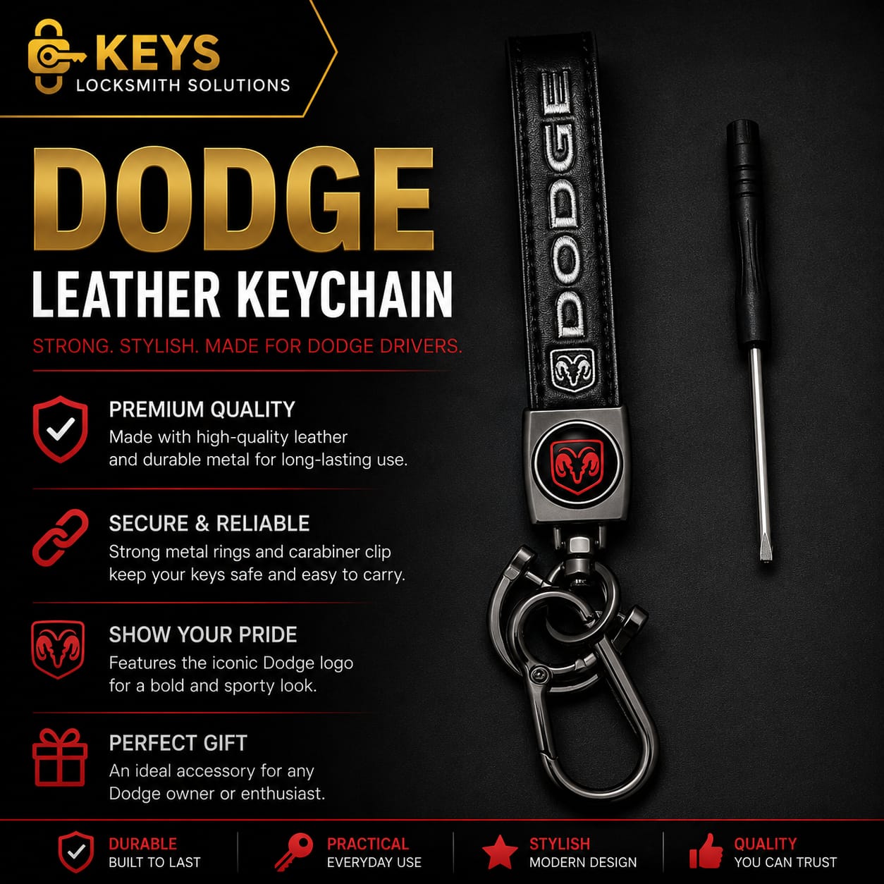 Dodge Leather Keychain & Key Holder | Keys Locksmith