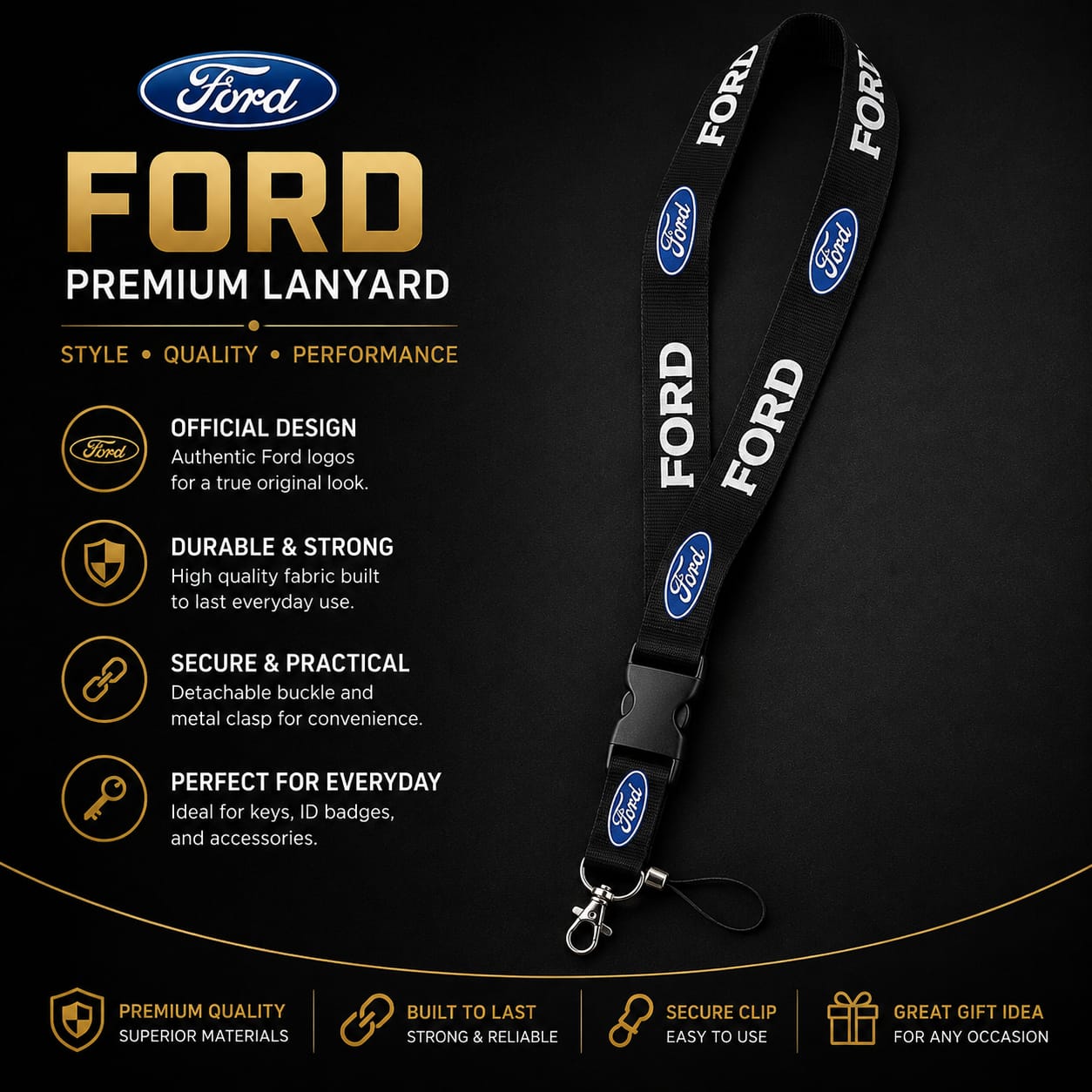 Ford Premium Lanyard | Keys Locksmith