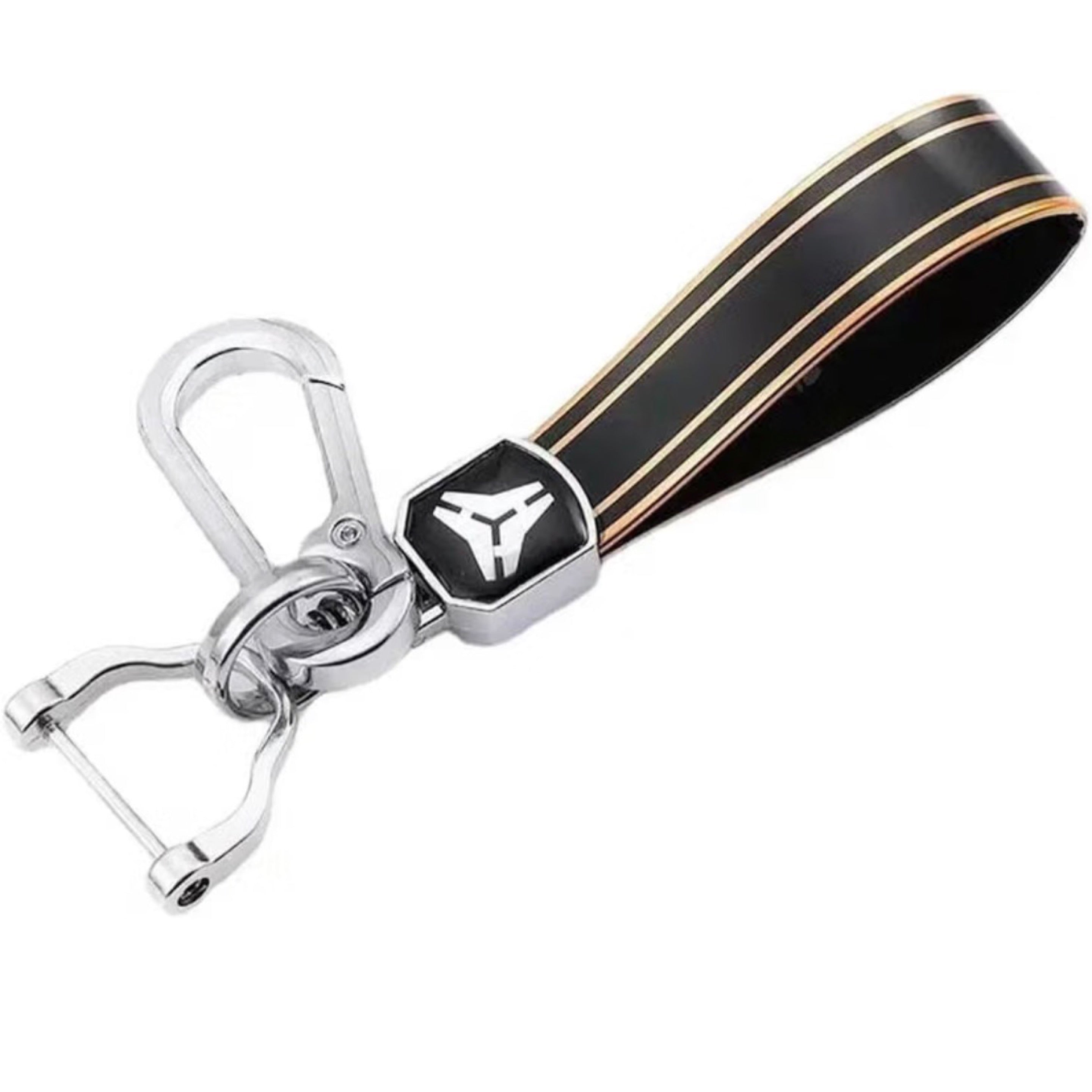 Gold Striped Leather Keychain | Keys Locksmith