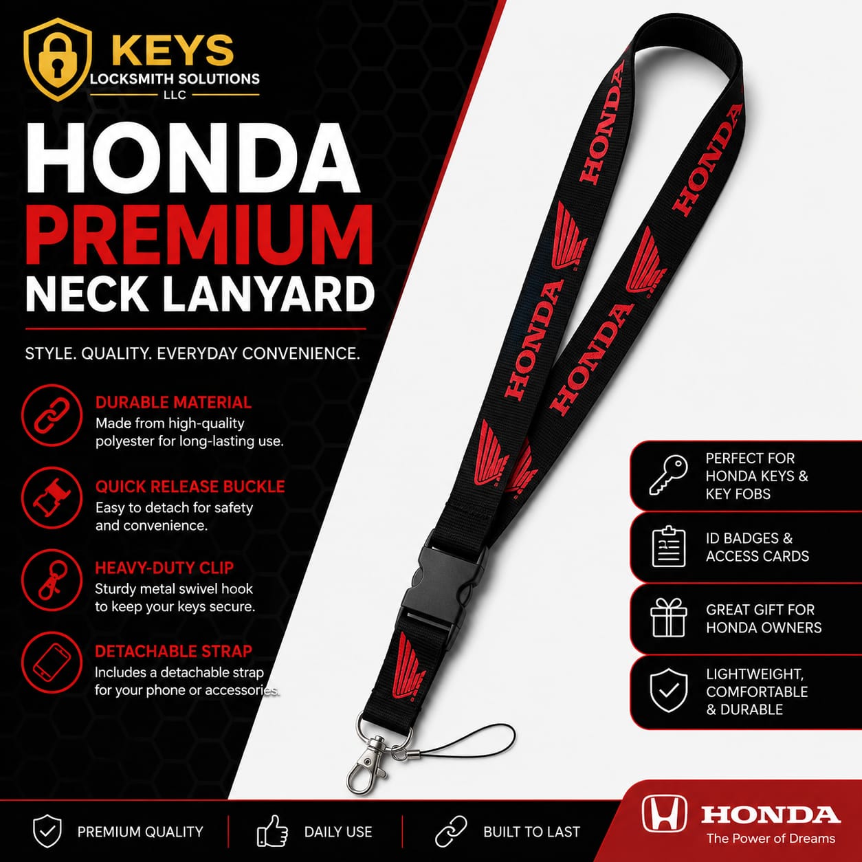 Honda Neck Lanyard | Keys Locksmith