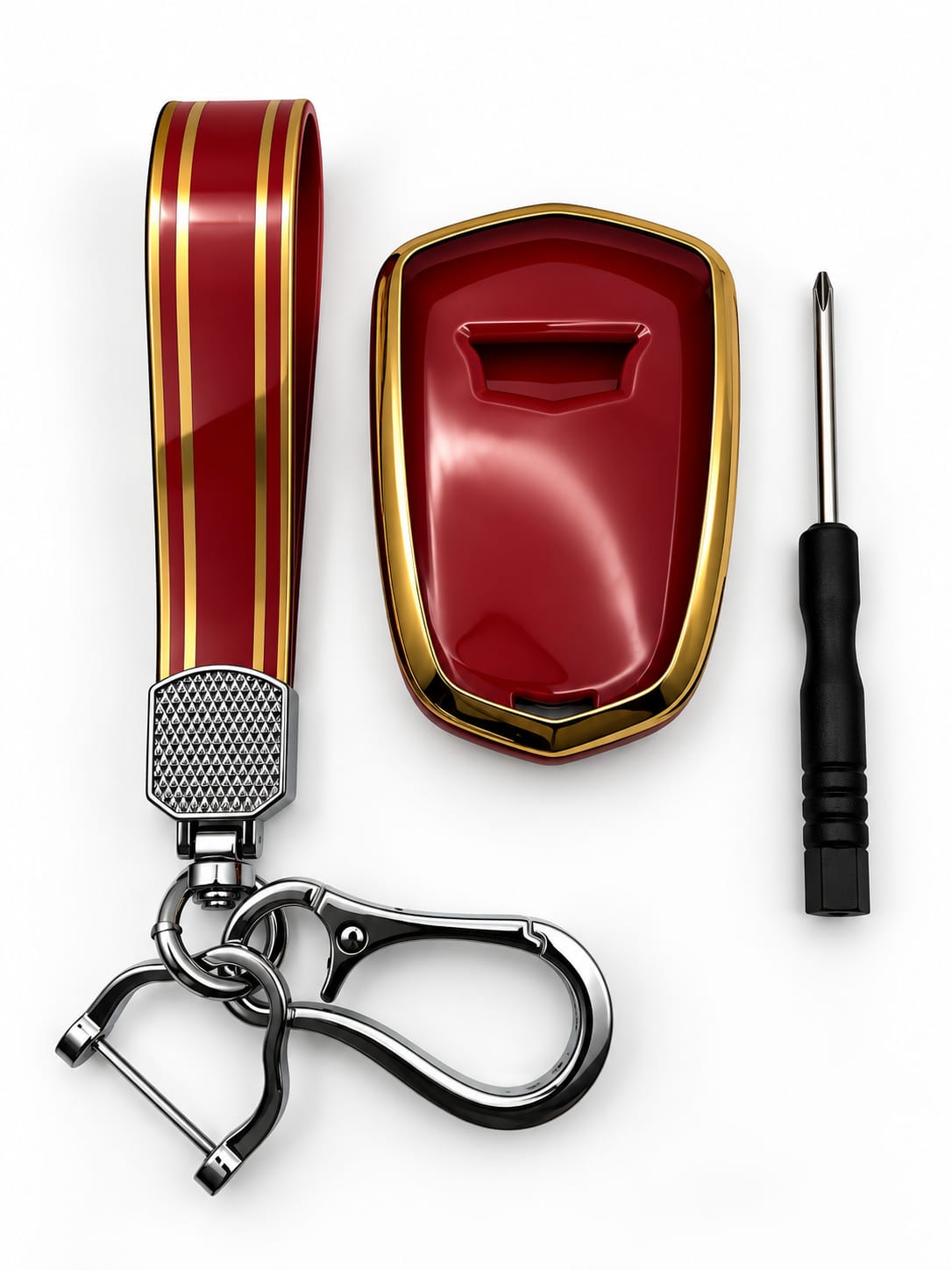 Title:
Cadillac 4-Button Smart Key Fob Cover with Wrist Strap & Keychain