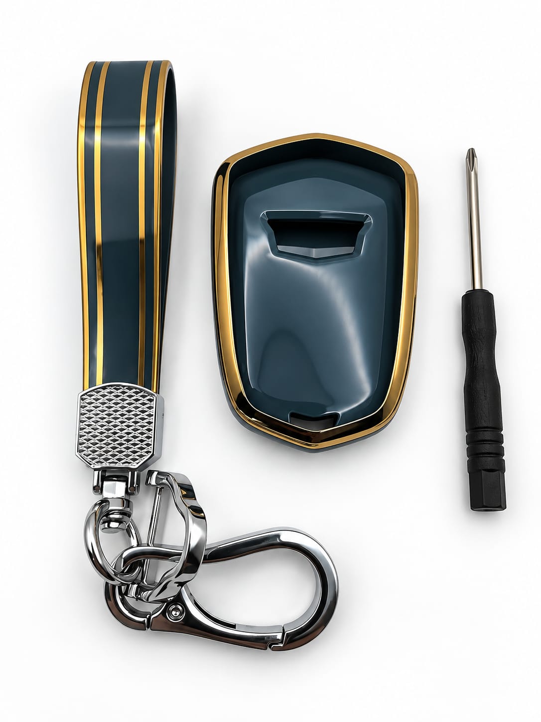 Title:
Cadillac 4-Button Smart Key Fob Cover with Wrist Strap & Keychain