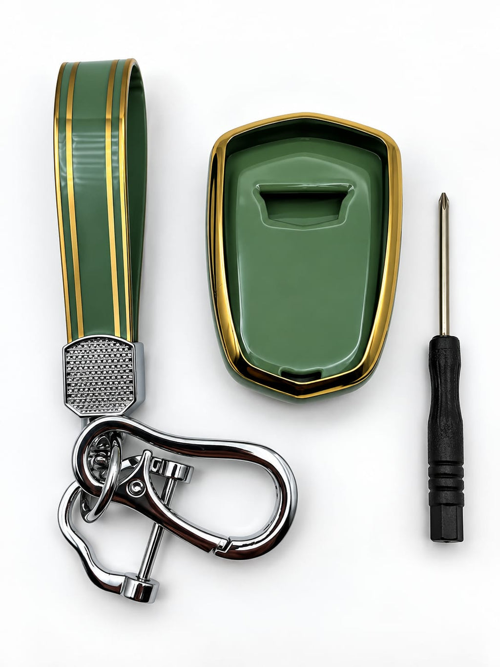 Title:
Cadillac 4-Button Smart Key Fob Cover with Wrist Strap & Keychain