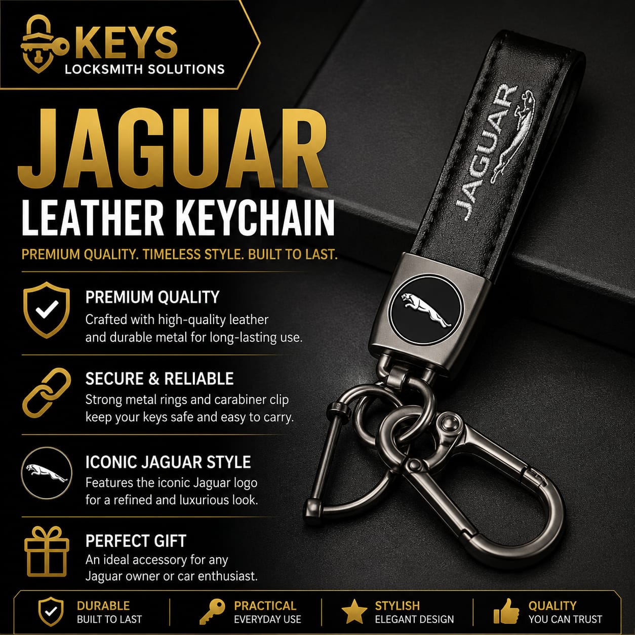 Jaguar Leather Keychain Holder | Keys Locksmith