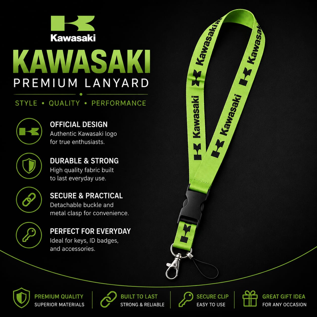 Kawasaki Premium Lanyard | Keys Locksmith