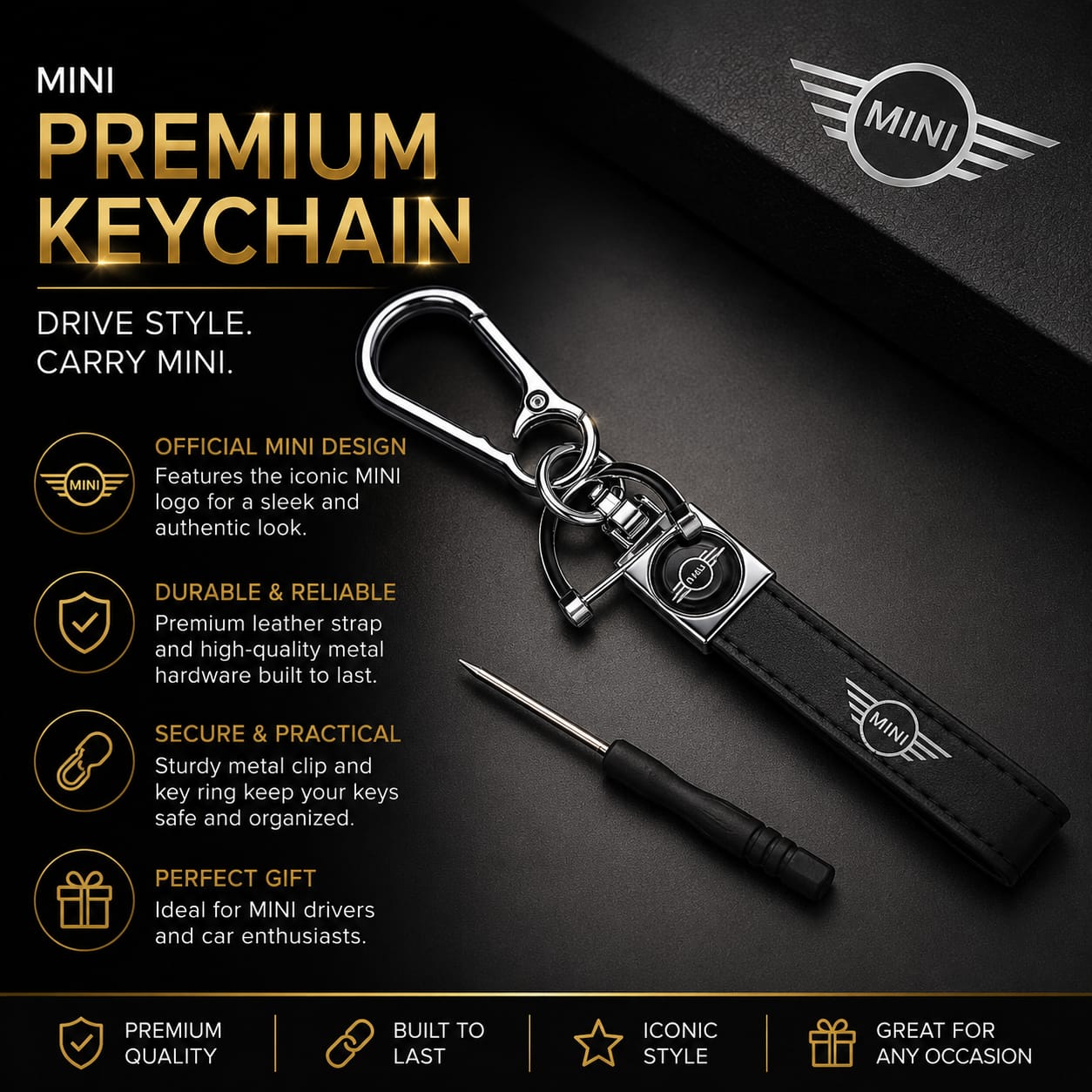 MINI Cooper Premium Leather Keychain | Keys Locksmith