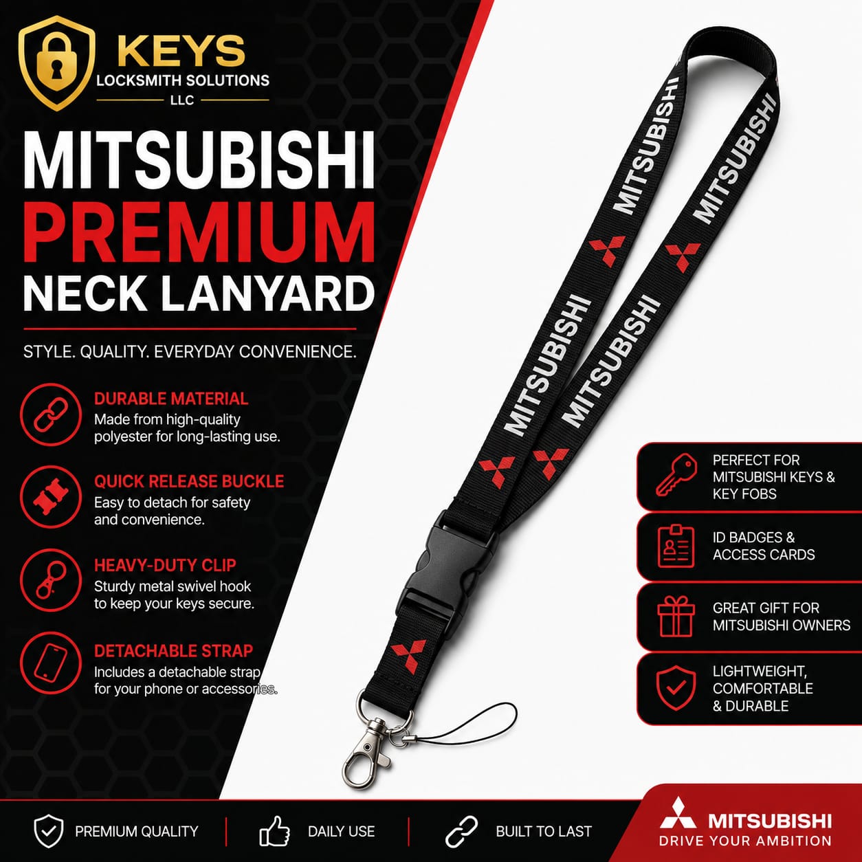 Mitsubishi Neck Lanyard | Keys Locksmith