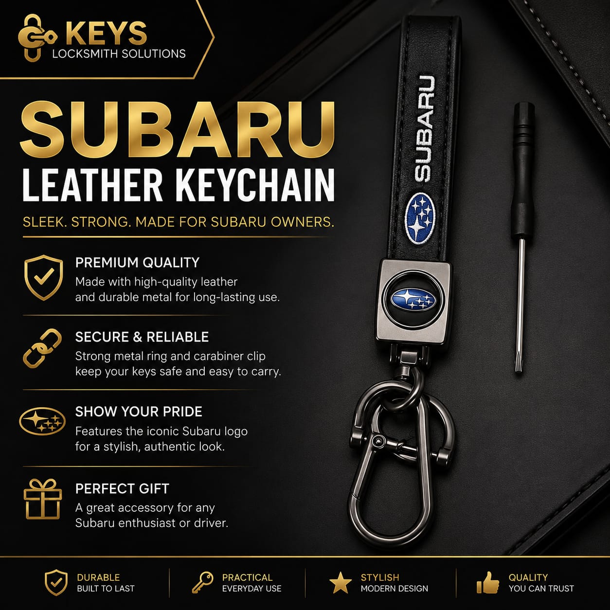 Subaru Leather Keychain & Carabiner Key Holder | Keys Locksmith