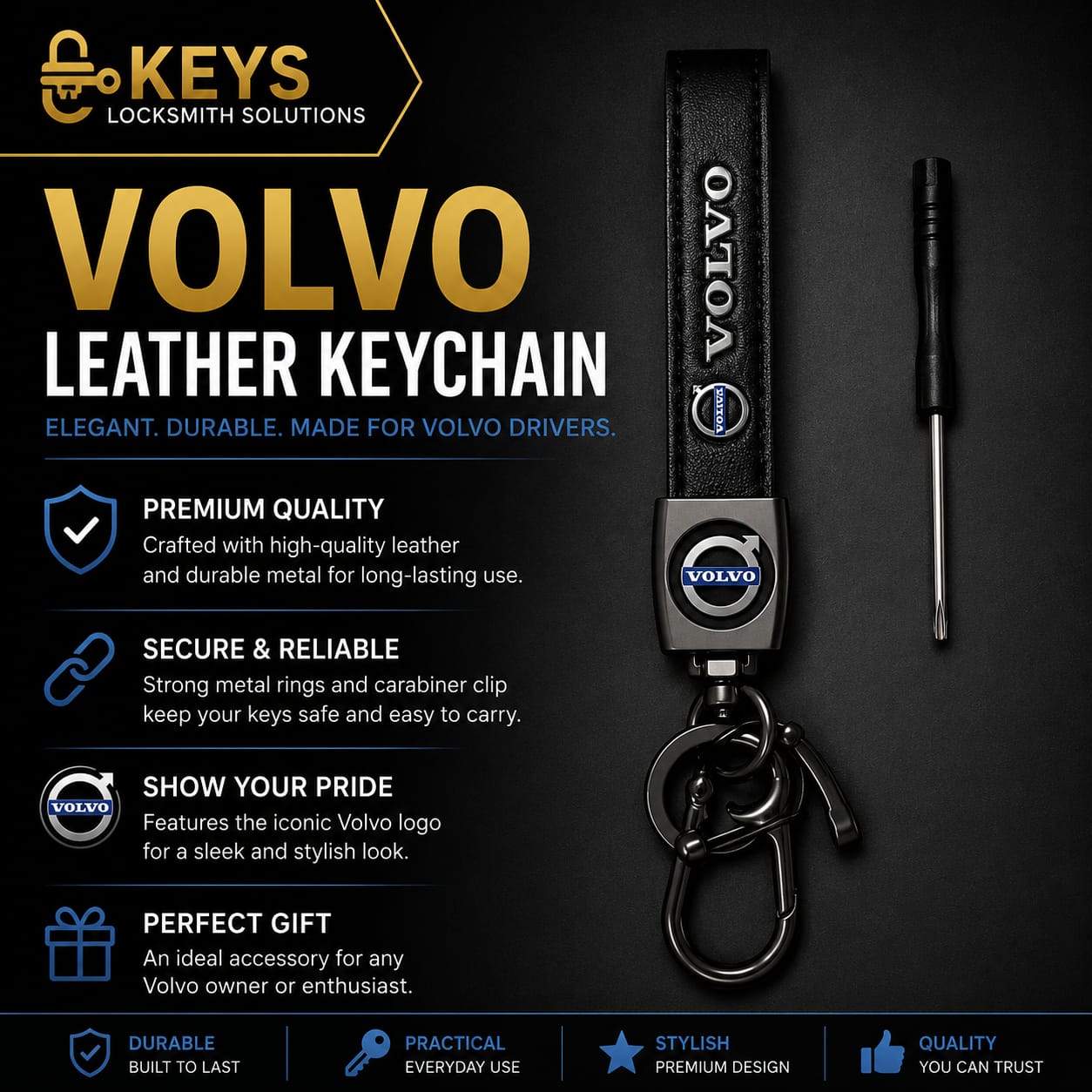 Volvo Leather Keychain & Key Holder | Keys Locksmith