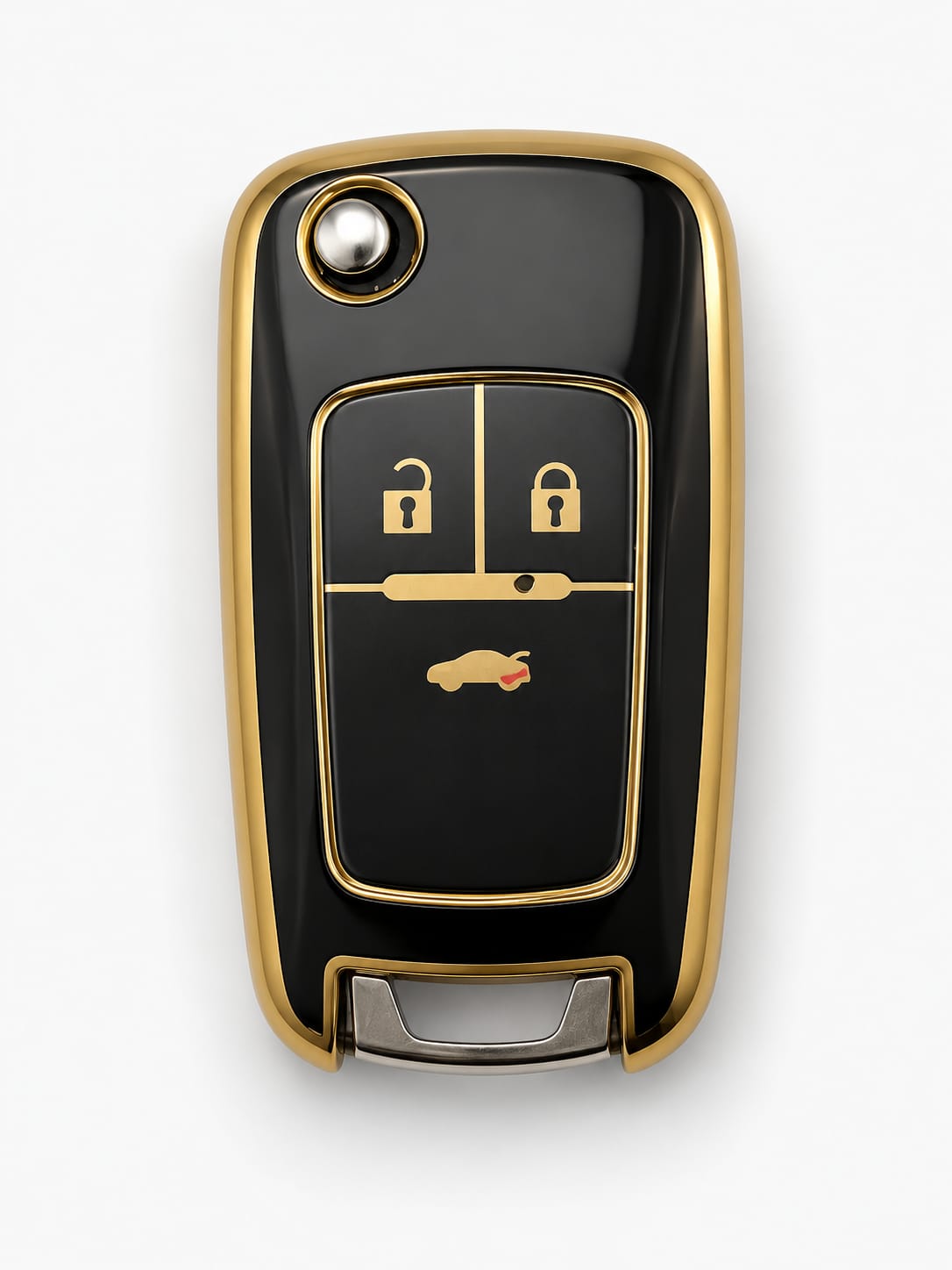 Chevy 3-Button Flip Key TPU Cover Black & Gold | Keys Locksmith