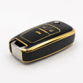 Chevy 3-Button Flip Key TPU Cover Black & Gold | Keys Locksmith