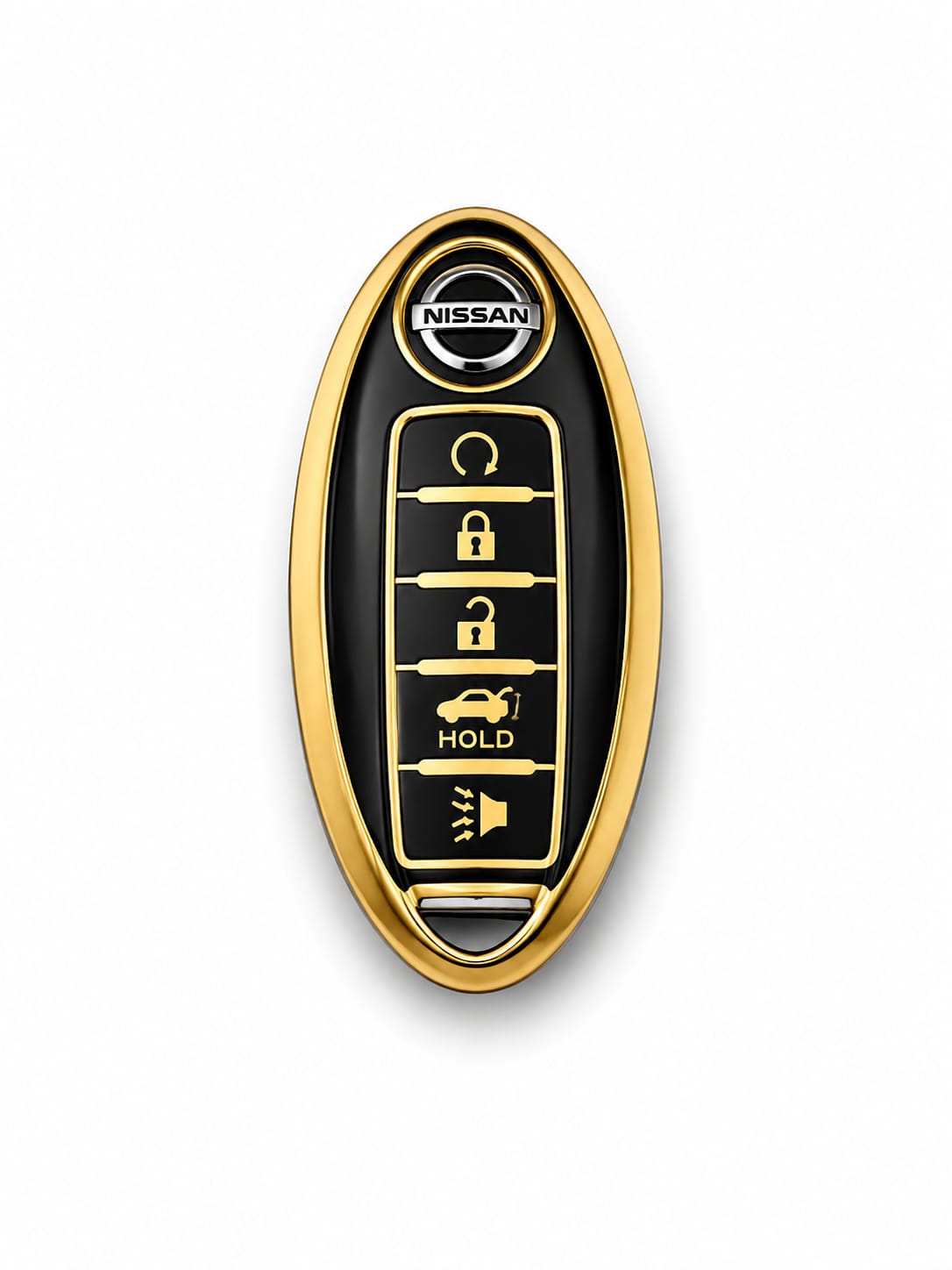 Nissan 5-Button TPU Key Fob Cover Black & Gold | Keys Locksmith