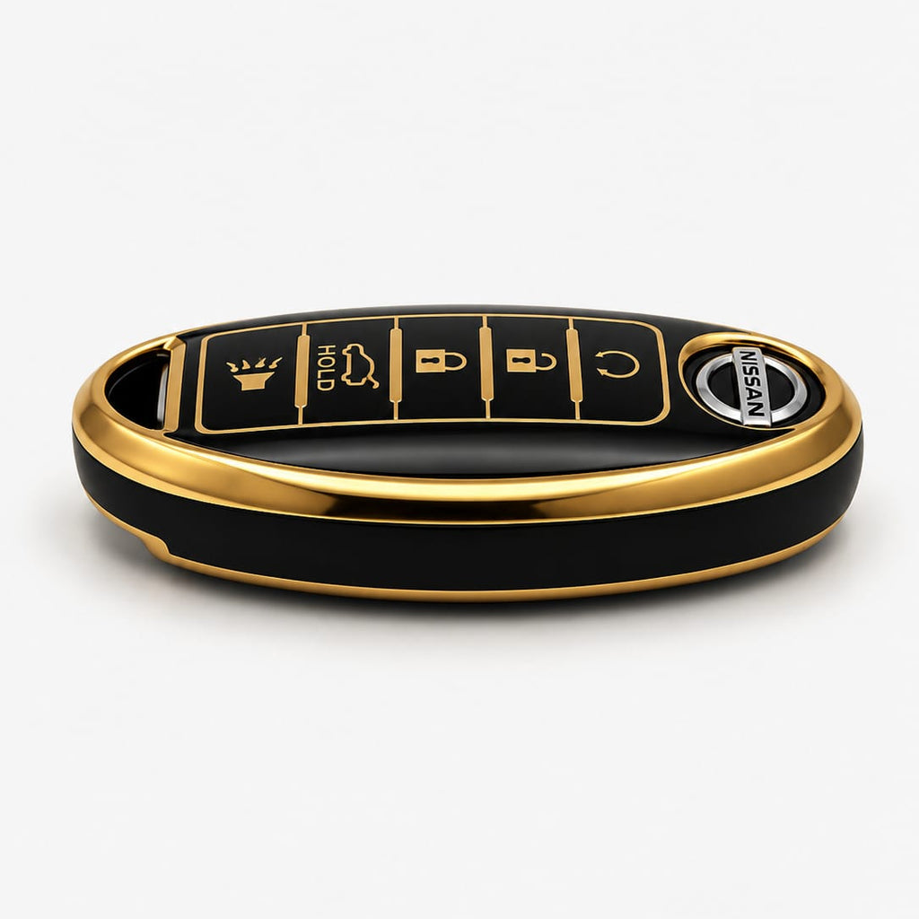Nissan 5-Button TPU Key Fob Cover Black & Gold | Keys Locksmith