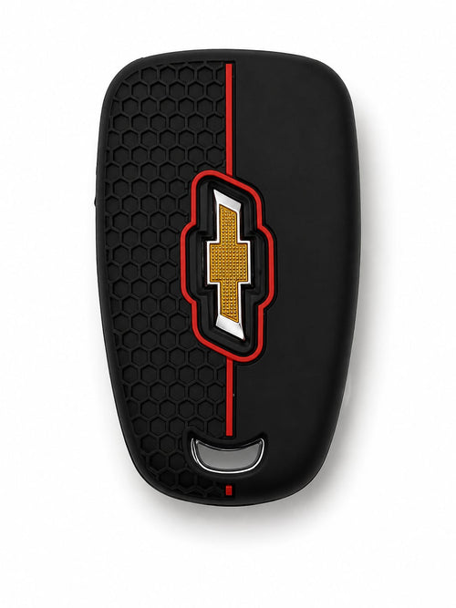 Chevy Oval Silicone Key Fob Cover Black & Red | Keys Locksmith
