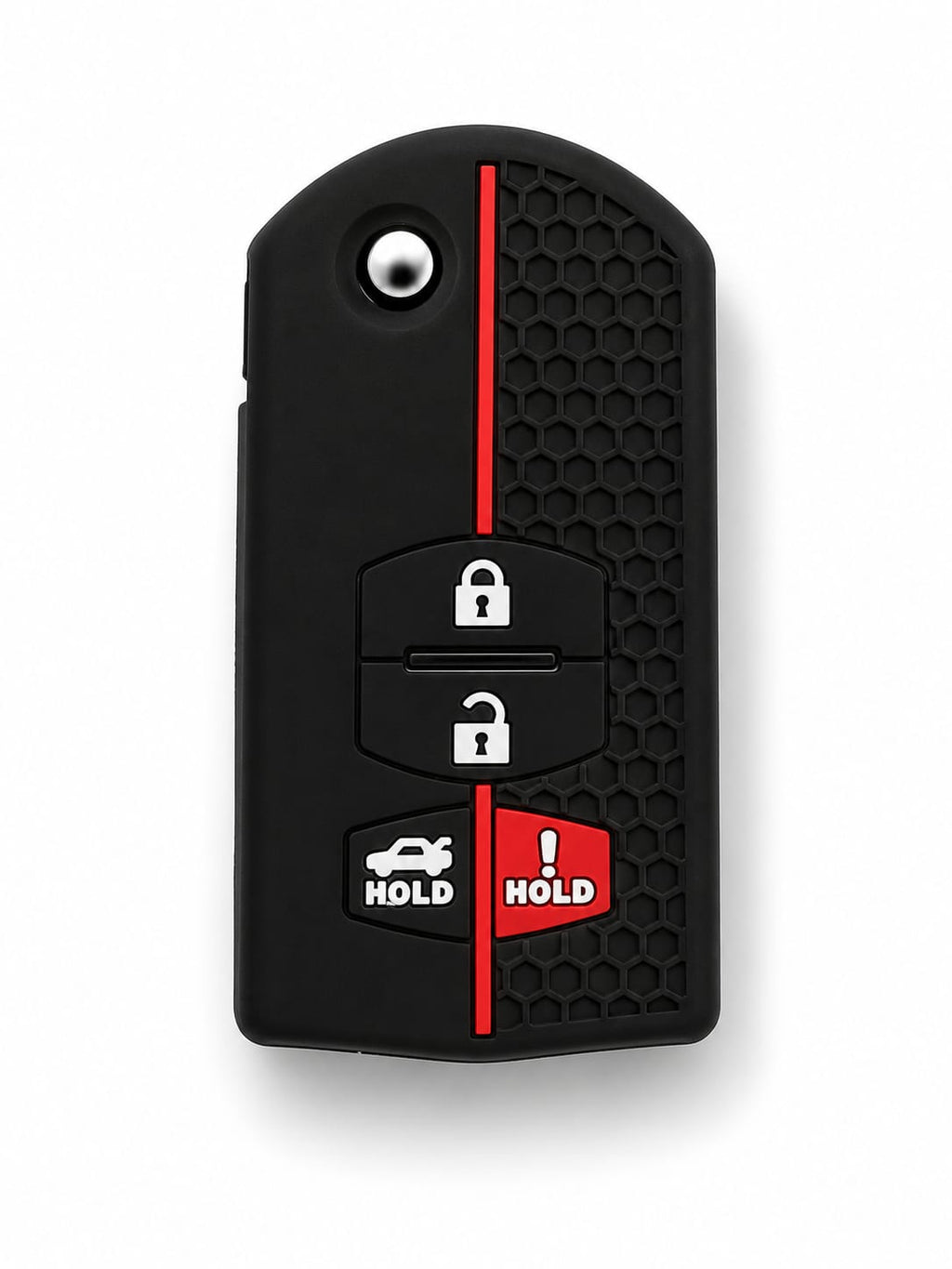 Mazda 4-Button Flip Key Silicone Cover – Honeycomb Black & Red