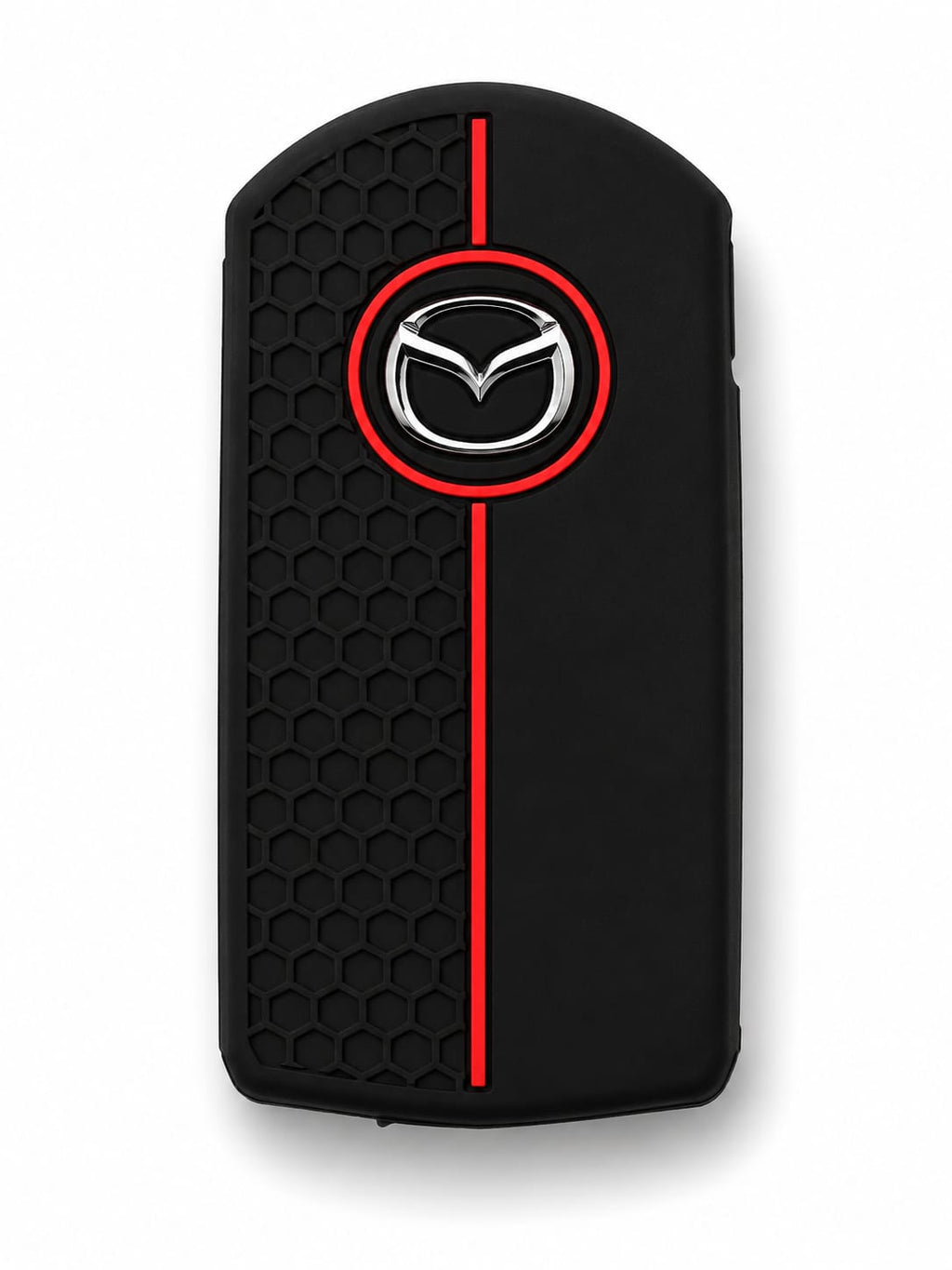 Mazda 4-Button Flip Key Silicone Cover – Honeycomb Black & Red