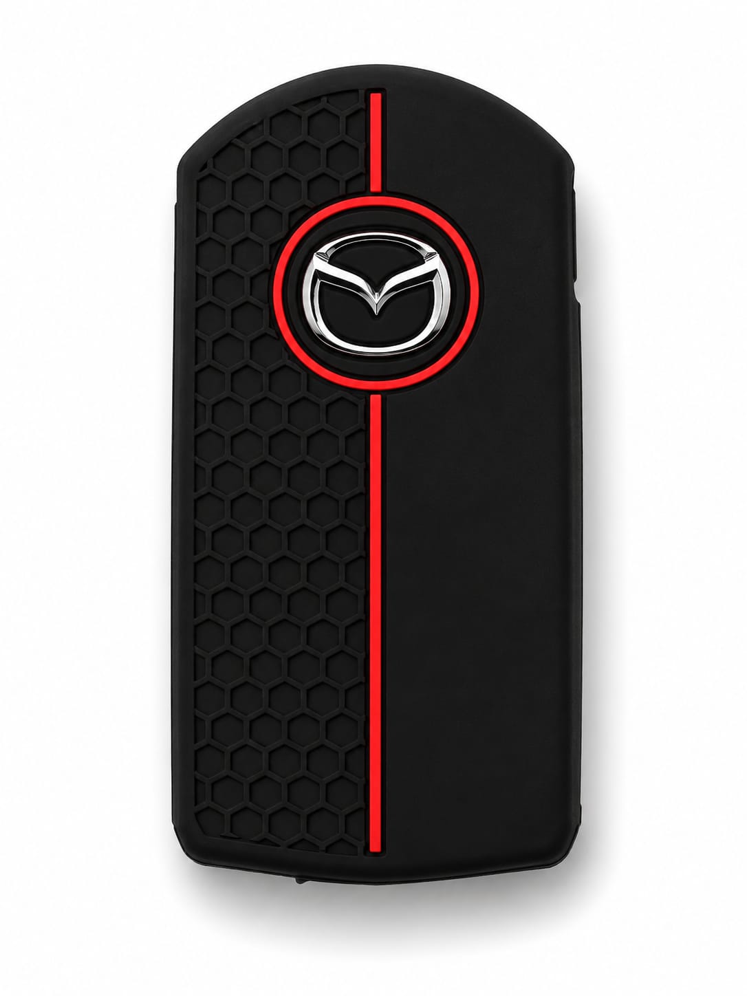 Mazda 4-Button Flip Key Silicone Cover – Honeycomb Black & Red