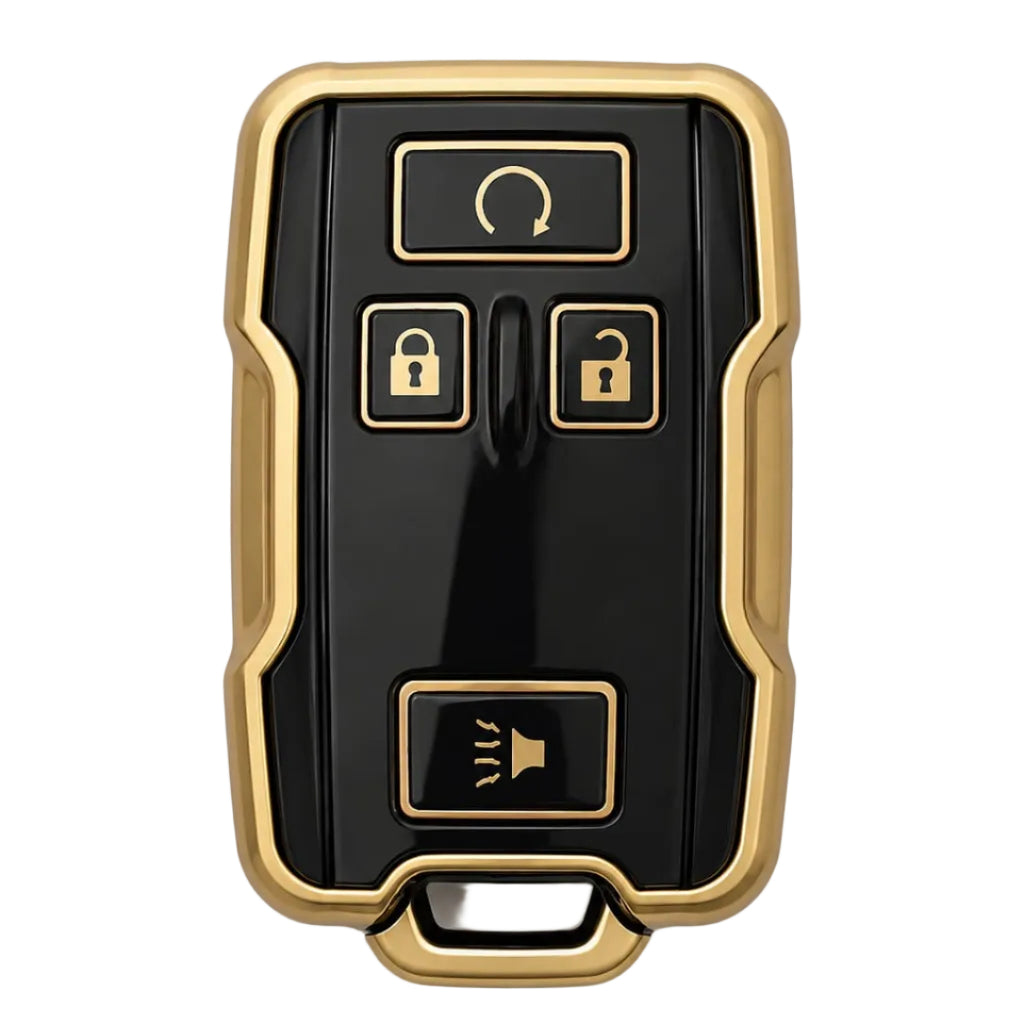Chevy & GMC 4-Button Smart Key Cover – Black / Gold