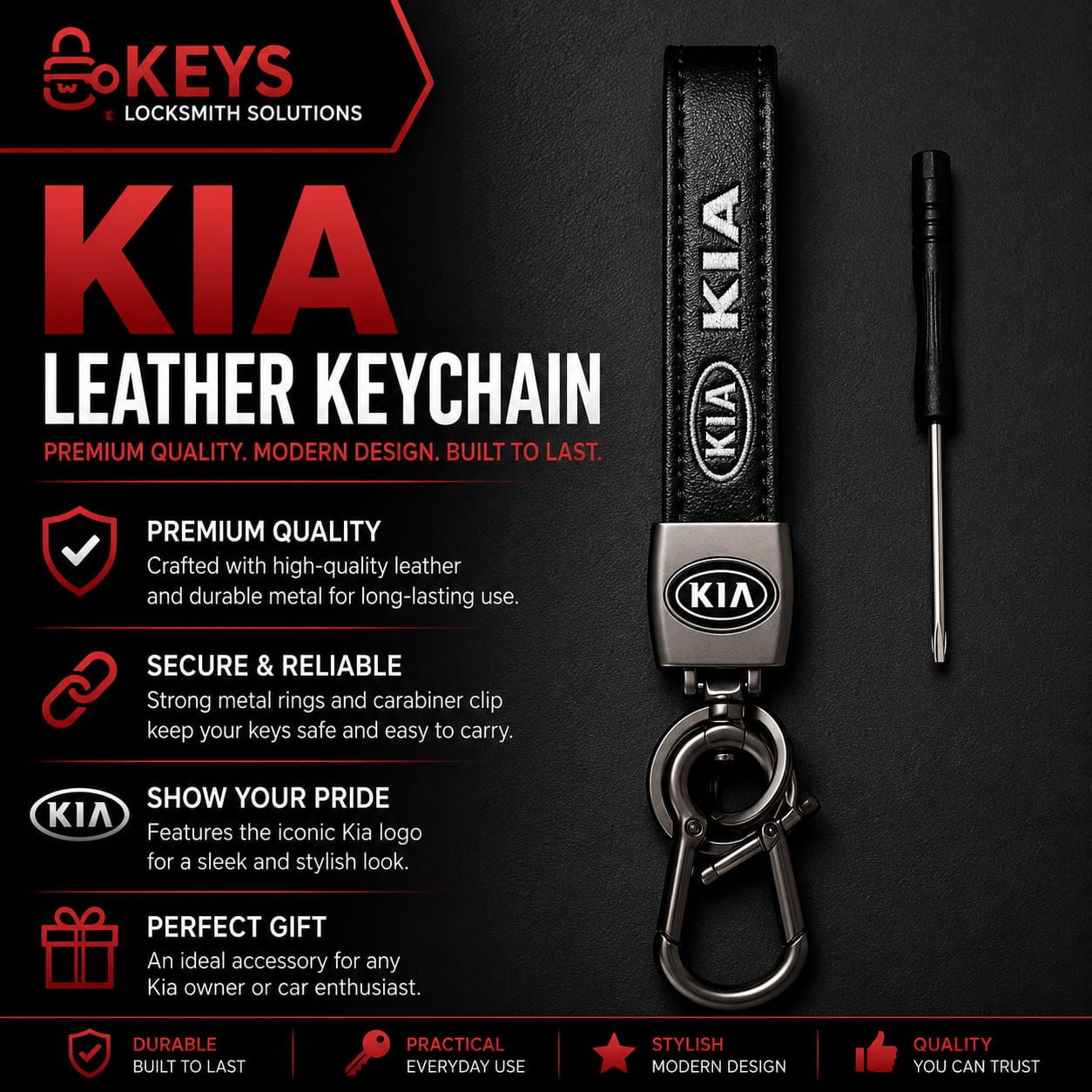 Kia Leather Keychain & Key Holder | Keys Locksmith