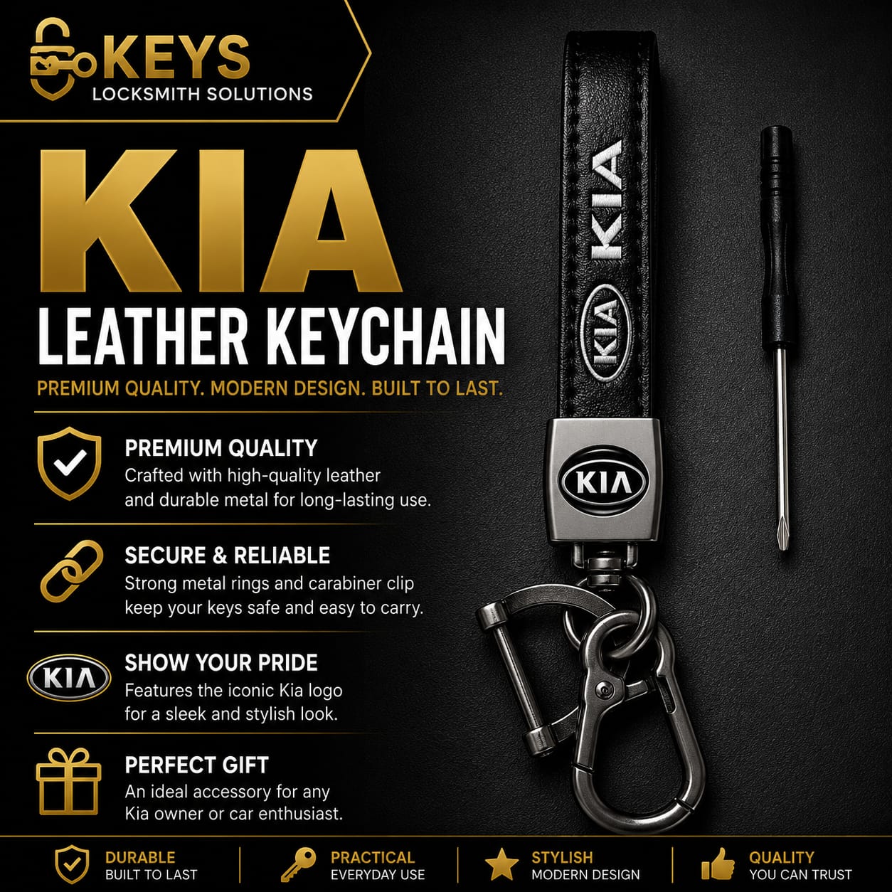 Kia Leather Keychain & Key Holder | Keys Locksmith