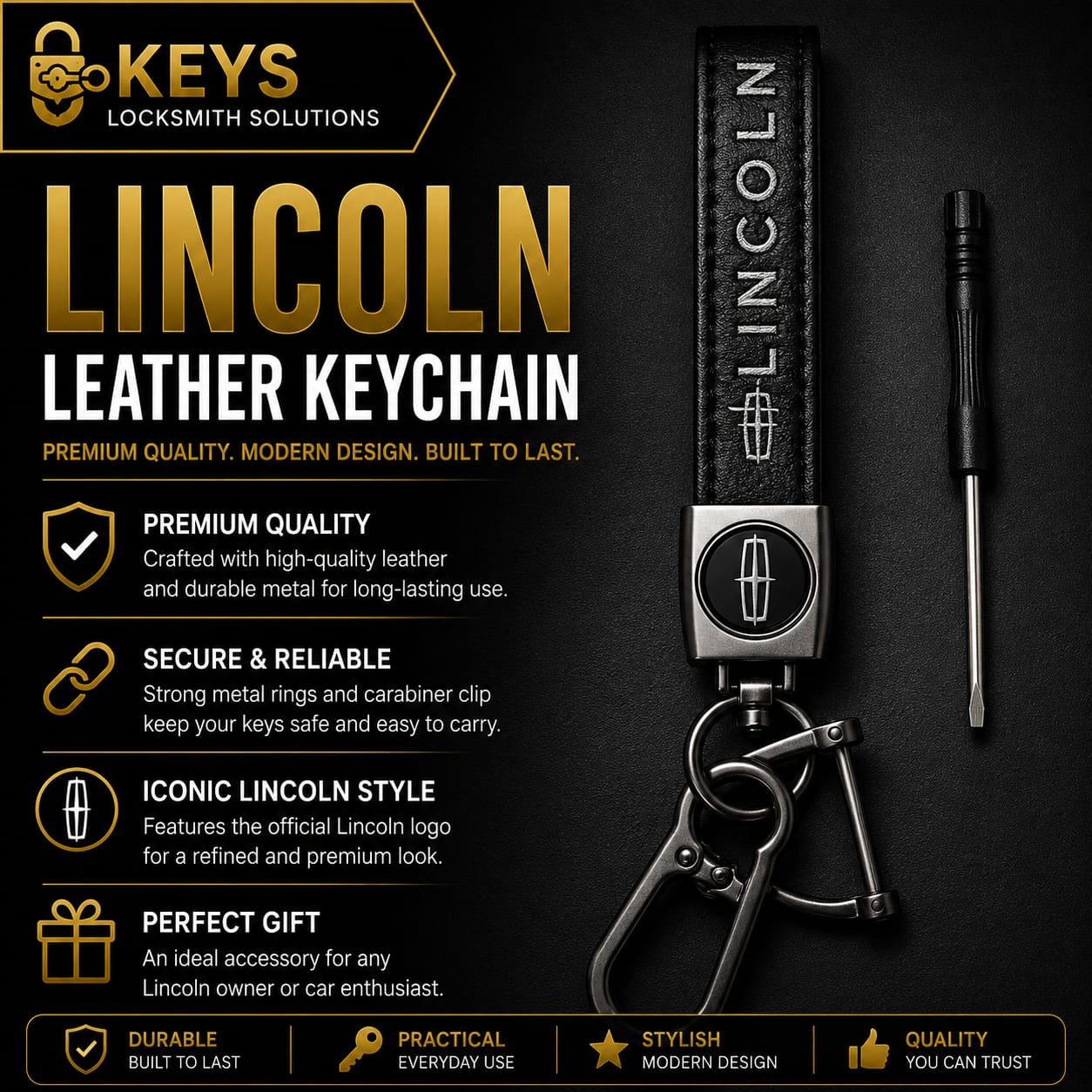 Lincoln Leather Keychain Holder | Keys Locksmith