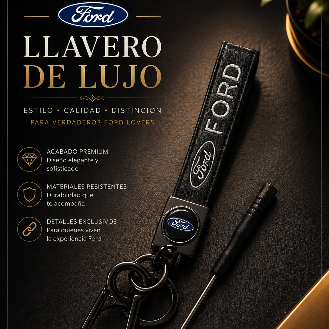 Ford Luxury Leather Keychain Black | Keys Locksmith