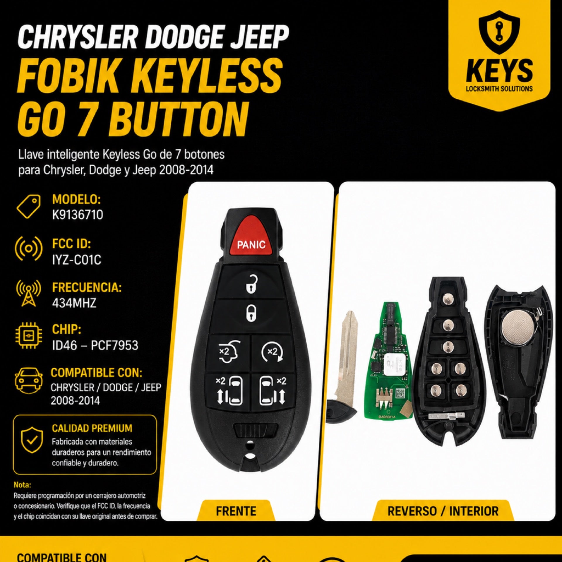 Chrysler Dodge Jeep 7-Button FOBIK IYZ-C01C