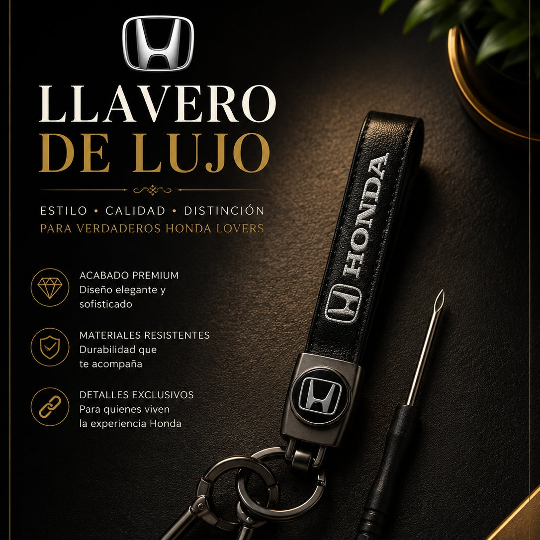 Honda Luxury Leather Keychain Black | Keys Locksmith