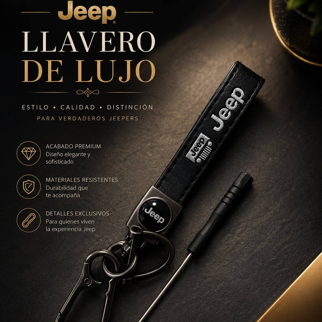 Jeep Luxury Leather Keychain Black | Keys Locksmith