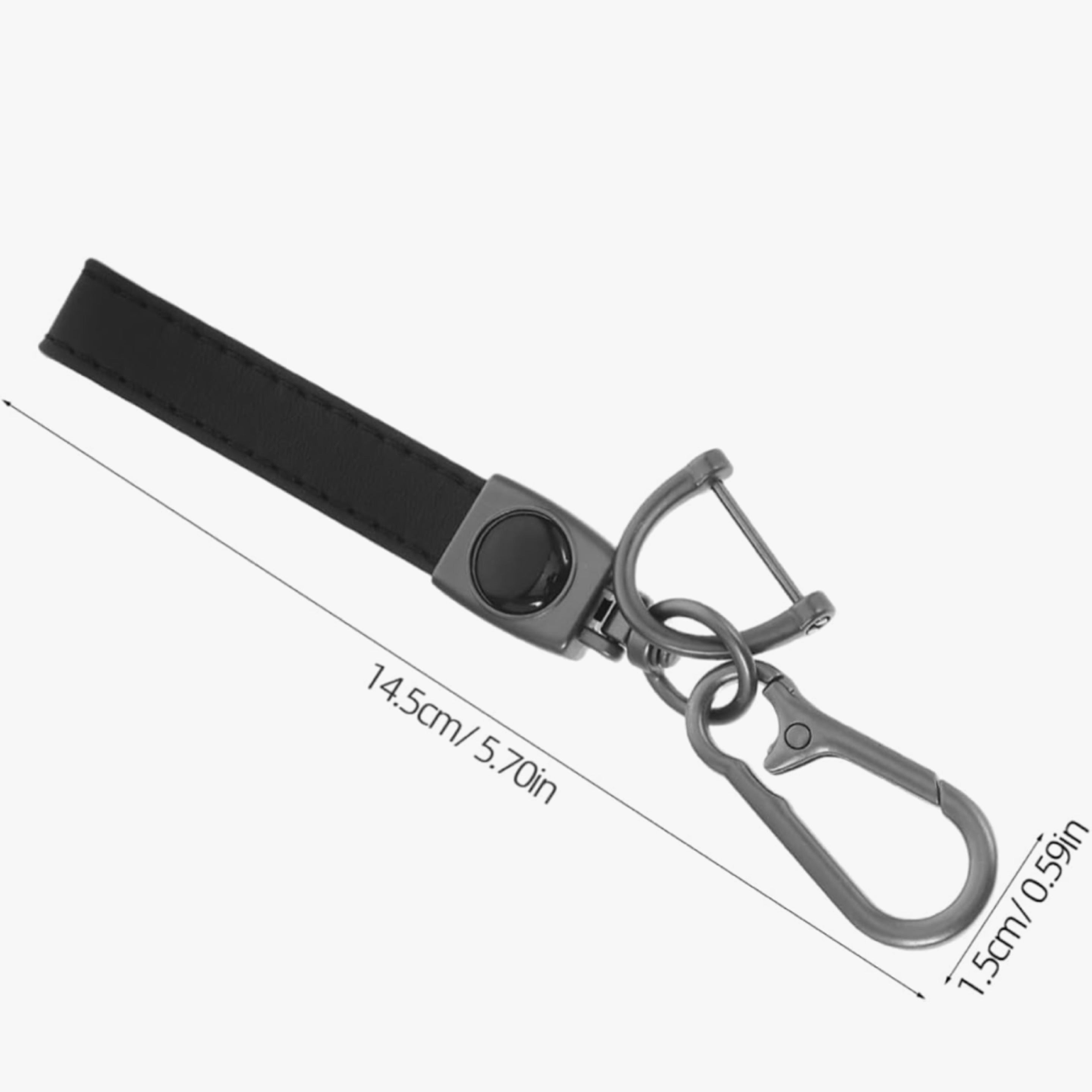 Modern Leather Car Keychain (Gunmetal)