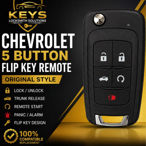 Chevrolet 5-Button Flip Key Remote 315MHz OHT01060512 | Keys Locksmith
