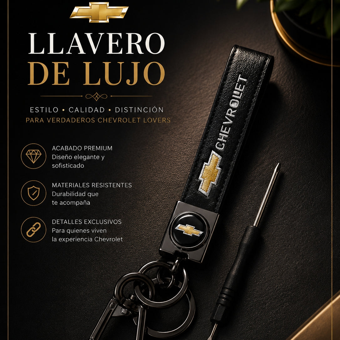 Chevrolet Luxury Leather Keychain Black | Keys Locksmith