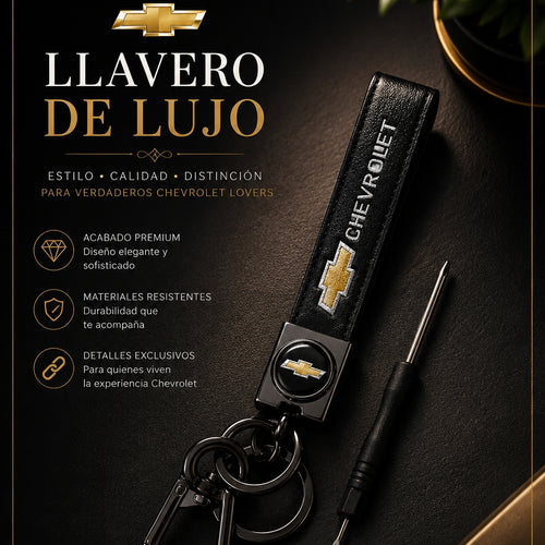 Chevrolet Luxury Leather Keychain Black | Keys Locksmith