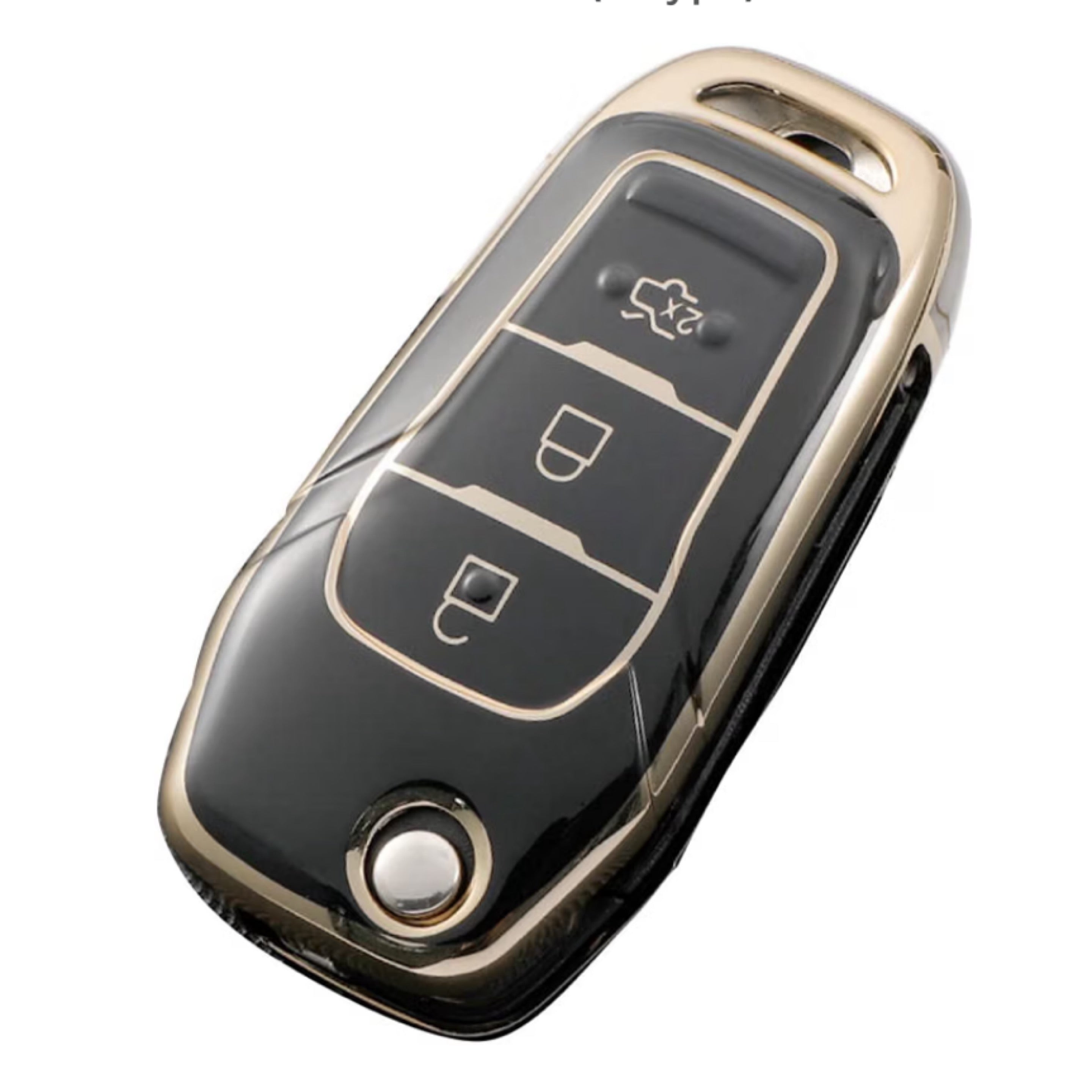 Ford 3-Button Flip Key Fob Cover Black Gold | Keys Locksmith