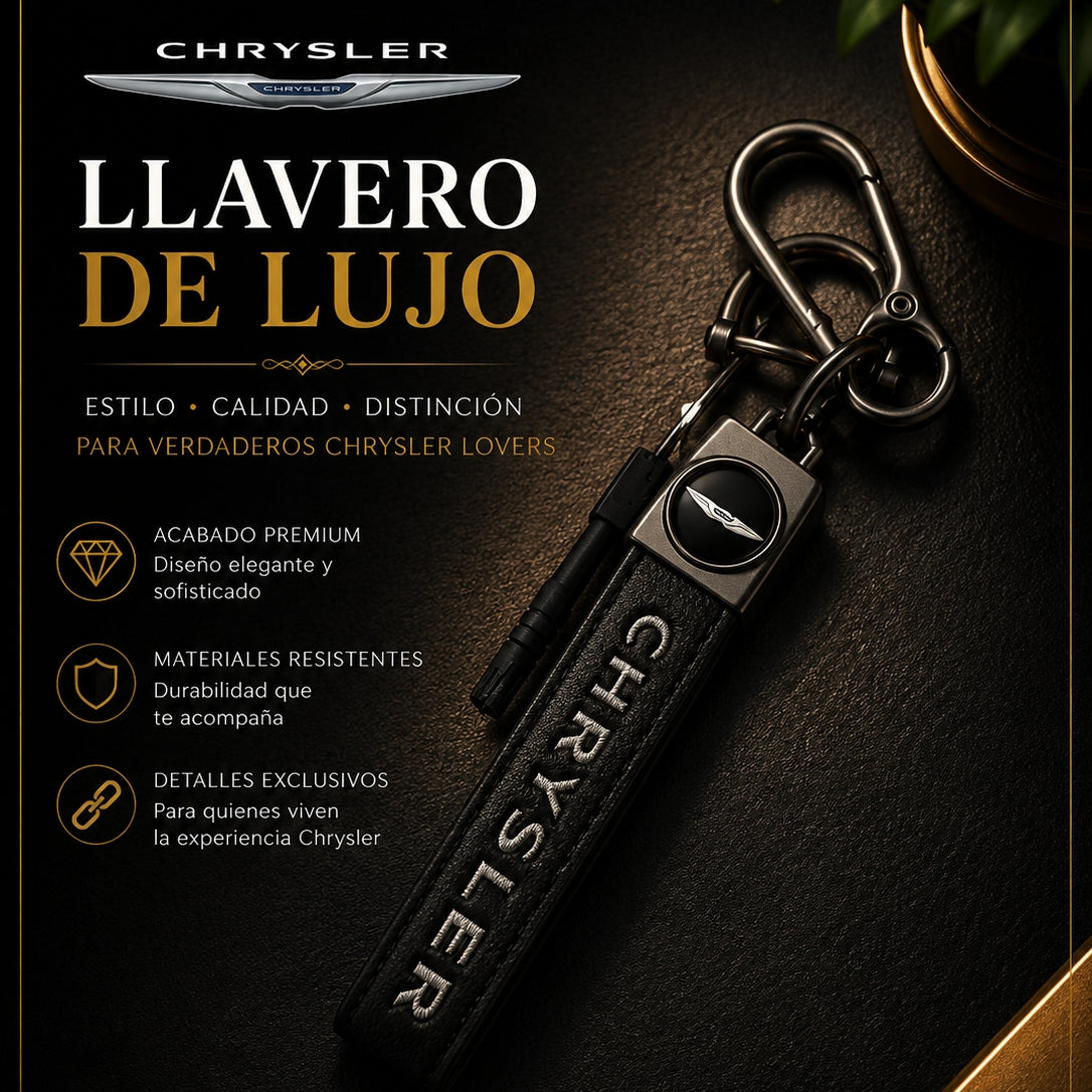 Chrysler Luxury Leather Keychain Black | Keys Locksmith