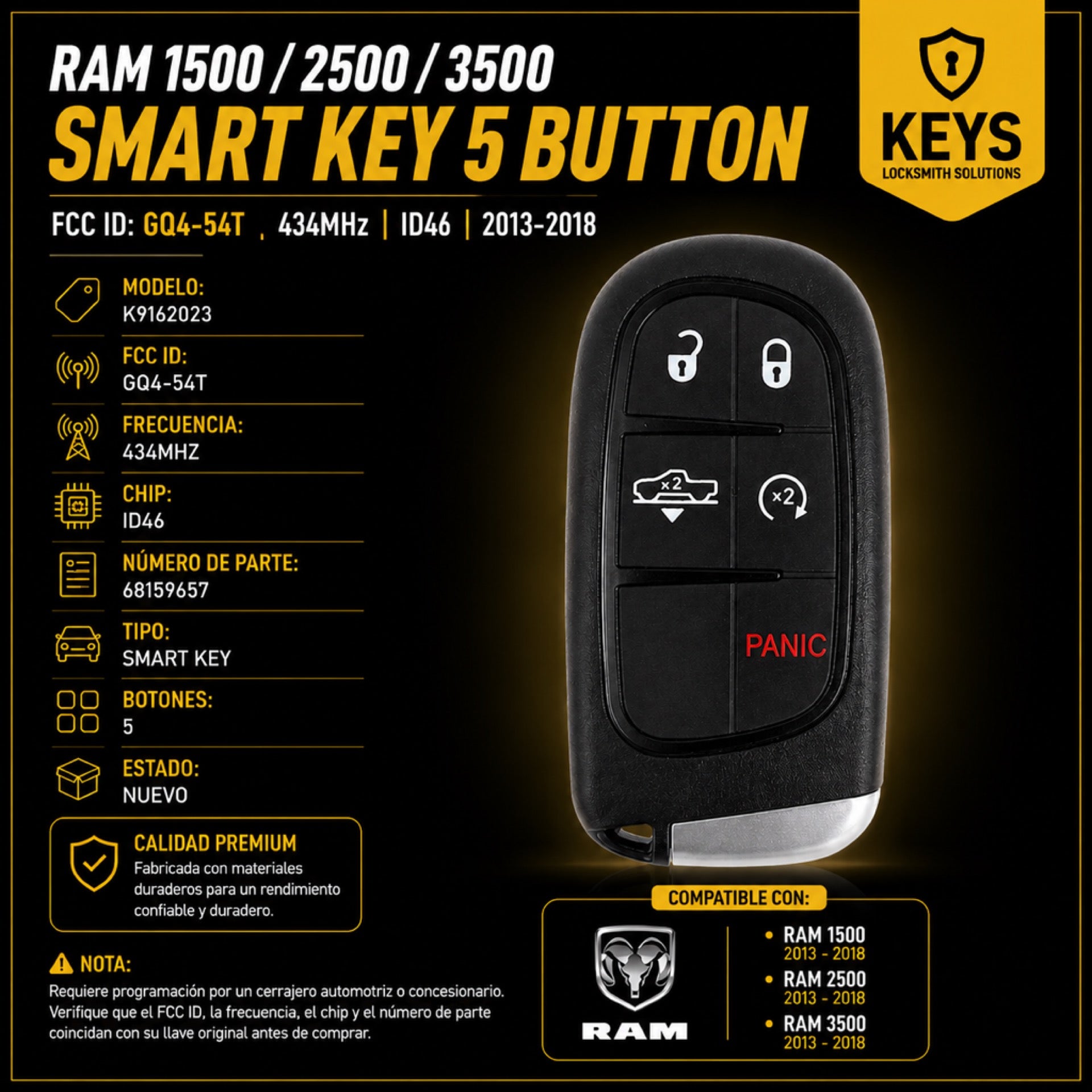 RAM 5-Button Smart Key GQ4-54T