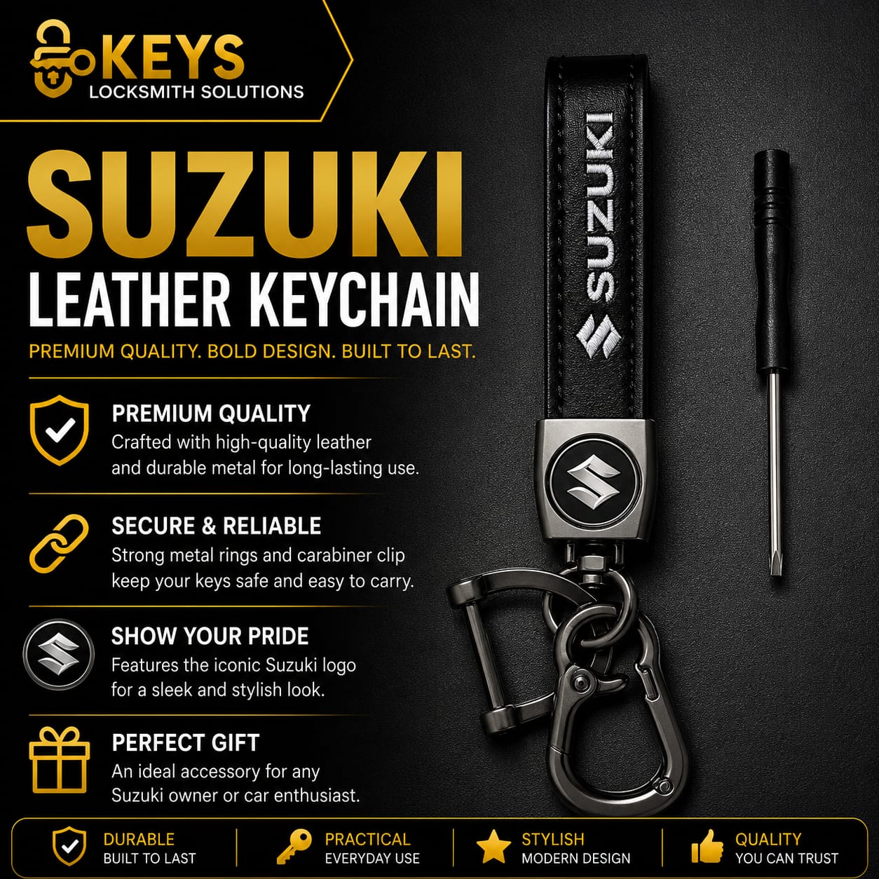 Suzuki Leather Keychain & Key Holder | Keys Locksmith