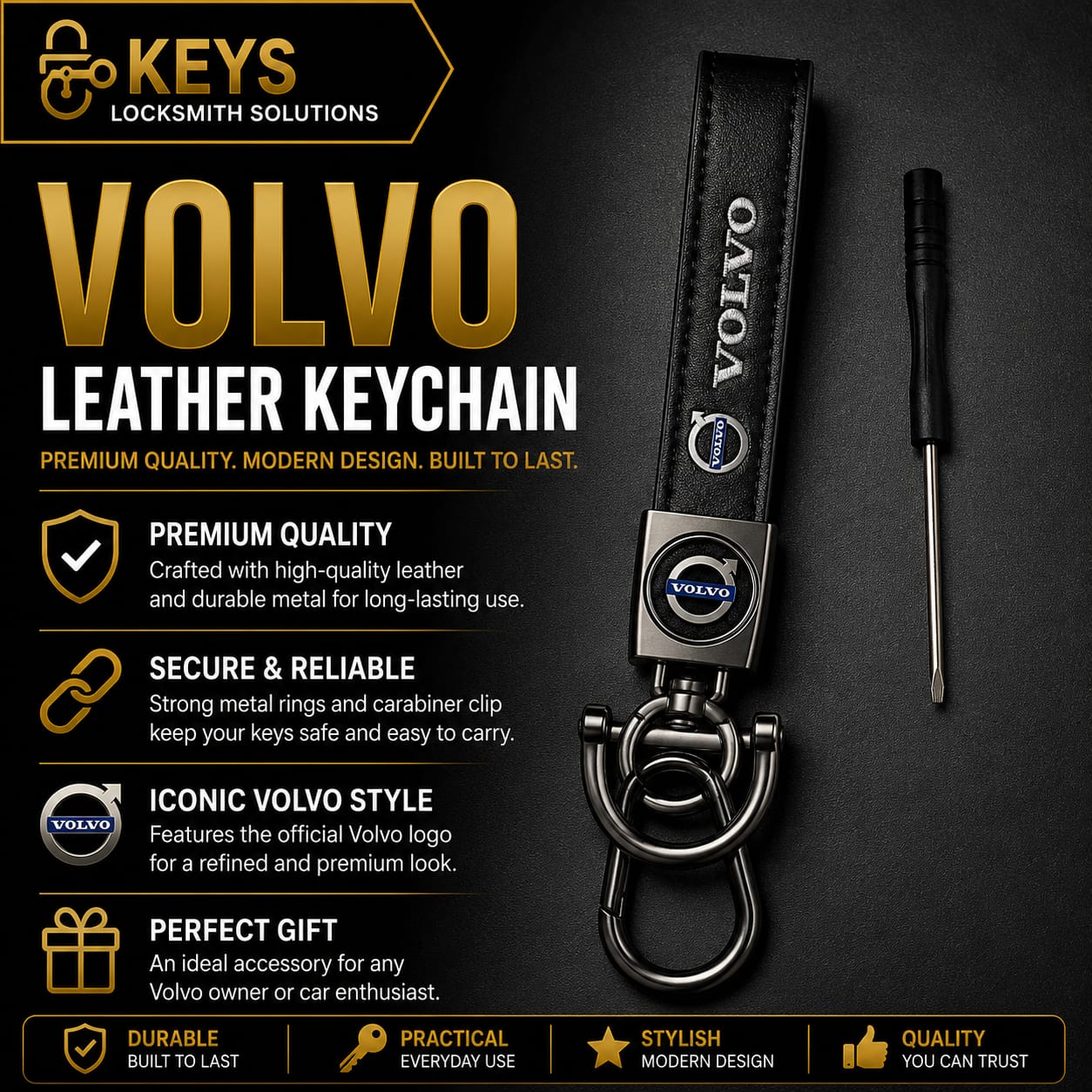 Volvo Leather Keychain & Key Holder | Keys Locksmith